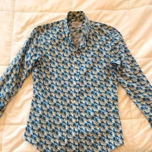 Ledbury Mens Dress Shirt - Modern Camo Blue